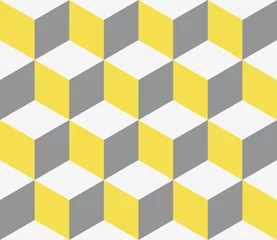 Farben des Jahres 2021 leuchtendes Gelb und ultimatives graues nahtloses isometrisches Muster. Grauer, weißer und gelber abstrakter endloser isometrischer Hintergrund. Nahtloses geometrisches Muster. Vektor-Illustration © Irin Fierce