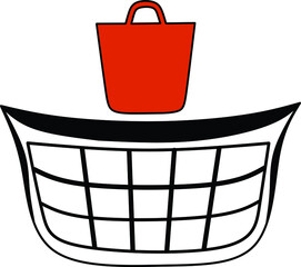 Ilustration logo basket and bag for online shopping