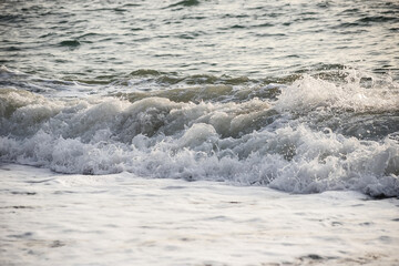 Sea wave close-up. Sea foam.
