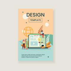 Blog authors writing articles. Freelance writers with laptops creating internet content. Vector illustration for online education, people of creative job, seo marketing concept