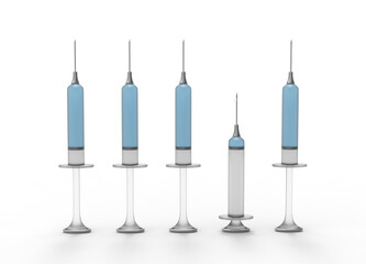 3D rendering of syringes with metal parts