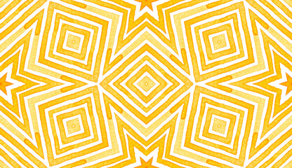 Orange Geometric Watercolor. Amazing Seamless Pattern. Hand Drawn Stripes. Brush Texture. Powerful C
