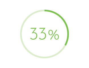 33% percentage infographic circle icons, 33 percents pie chart infographic elements for Illustration, business, web design