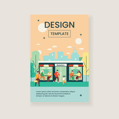 Customers visiting bookstore. Buying and reading books, student, senior people flat vector illustration. Education, knowledge, literature concept for banner, website design or landing web page