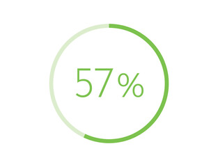 57% percentage infographic circle icons, 57 percents pie chart infographic elements for Illustration, business, web design