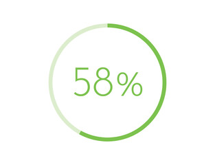 58% percentage infographic circle icons, 58 percents pie chart infographic elements for Illustration, business, web design
