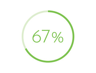 67% percentage infographic circle icons, 67 percents pie chart infographic elements for Illustration, business, web design
