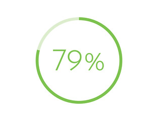 79% percentage infographic circle icons, 79 percents pie chart infographic elements for Illustration, business, web design