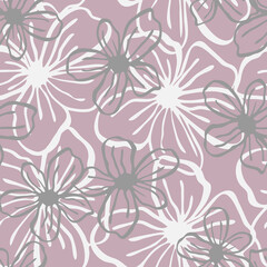 Fototapeta na wymiar floral seamless pattern. Lines vector buds, line art