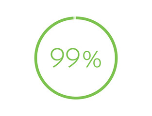 99% percentage infographic circle icons, 99 percents pie chart infographic elements for Illustration, business, web design