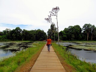 Touristin in Angkor