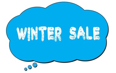 WINTER  SALE text written on a blue thought bubble.