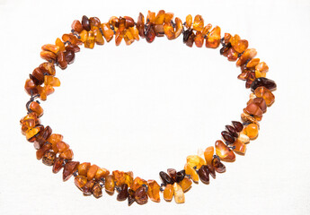 Jewelry made of natural amber stones. Selective focus.
