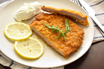 Pork Schnitzel on a plate. 