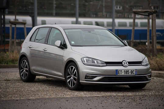 Mulhouse - France - 5 March 2021 - Front view of new Volkswagen Golf parked in the street