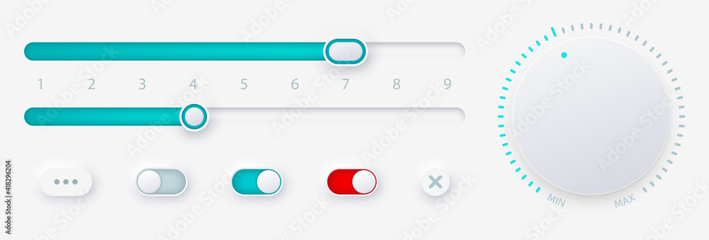 Leinwandbilder User interface elements in Neomorphism design. UI / UX design kit for mobile and web application. Vector illustration