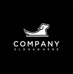 dog silhouette logo design in water, logo dog swim abstract 