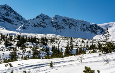 Typical winter mountain landscape as seen from the valley.
