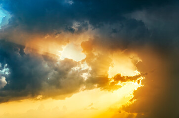 good orange sunset with clouds