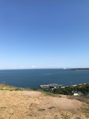 sea, beach, sky, water, coast, blue, ocean, landscape, island, summer, nature, travel, view, coastline, sand, shore, bay, green, greece, vacation, lake, mountain, horizon, clouds, scenic