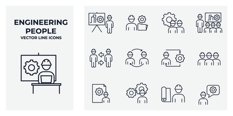 Set of Engineering People icon. People Teamwork Engineering pack symbol template for graphic and web design collection logo vector illustration
