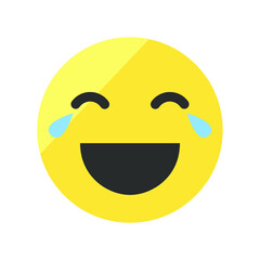 Obraz premium Vector illustration of emotions icon/ emoji on white background. Happy emoji icon.