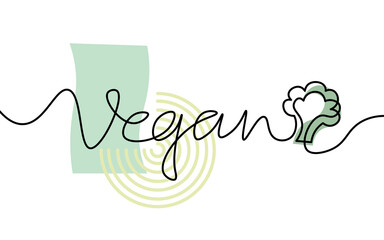 One line broccoli stem. Black and white monochrome continuous single line art. Vegan nature organic farm market illustration sketch outline drawing