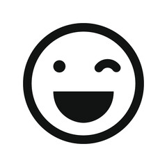 Vector illustration of emotions icon/ emoji on white background. Winking emoji icon.