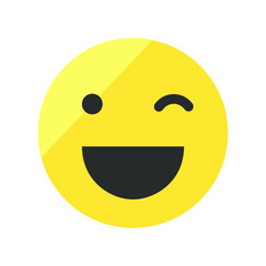 Vector illustration of emotions icon/ emoji on white background. Winking emoji icon.