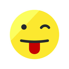 Vector illustration of emotions icon/ emoji on white background. Winking emoji icon.