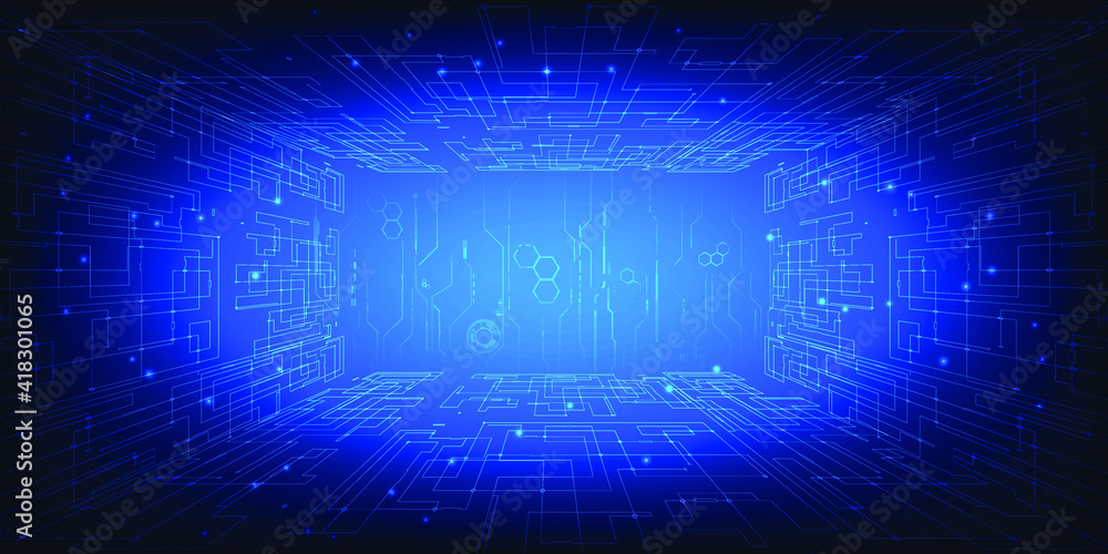 Poster digital grid line tunnel room and stage included tech grid line architect around.technology backgrou