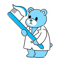 歯ブラシを持った白衣のクマ