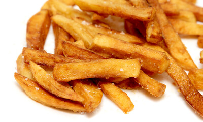 fried potatoes on white background