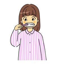 歯磨きをする女の子