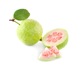 Pink guava isolated on white background