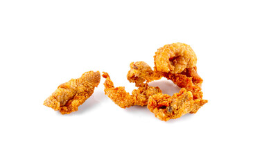 Pork rind favorite food in Thailand (Lanna) isolated on white background