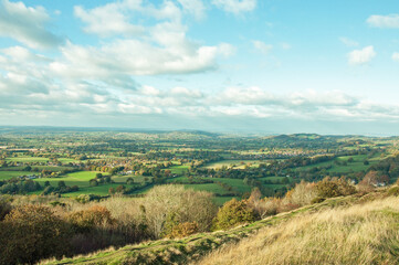 Fototapeta na wymiar Malvern hills of England in the early autumn.