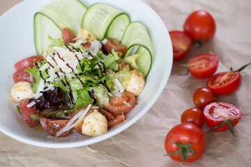 Vegetarian salad with mozzarella