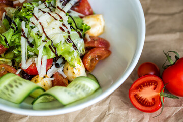 Vegetarian salad with mozzarella