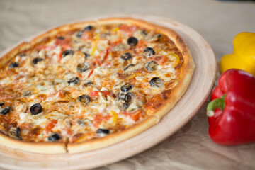 Pizza and color sweet pepper