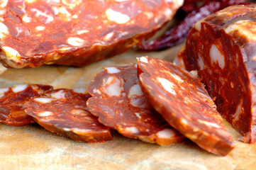 Ventricina is a spicy salami typical of the Abruzzo region in central Italy especially in the area of Vasto