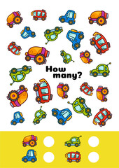 To study. How many cars. Vector EPS10