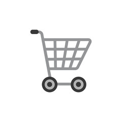 Empty shopping cart. Flat color icon. Commerce vector illustration