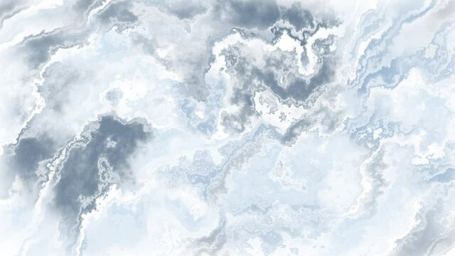 Trendy holo light loop video. 3D gradient holographic watercolor background created with foil liquid. White fluid floats while rotating the looped background. Floating motion graphics abstract style.