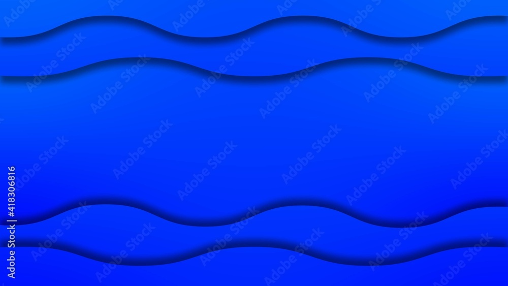 Poster abstract graphic background - color wall of different blue waves with shadow effects - space for you