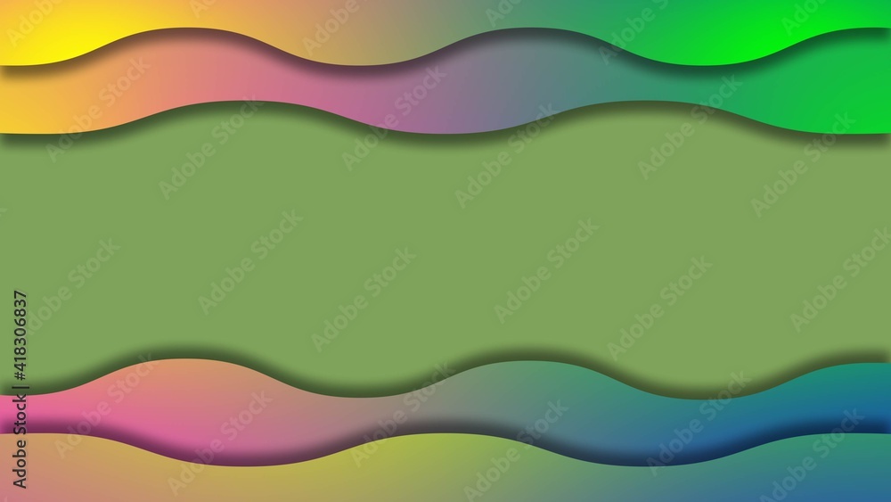 Poster abstract graphic background - multicolor wall of different colored waves with shadow effects - space