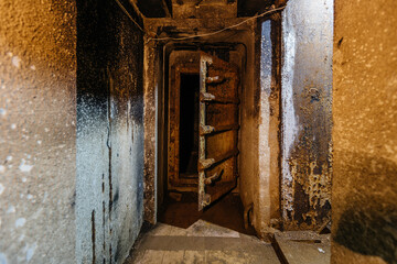 Dark abandoned Soviet bunker, echo of Cold War