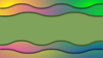 Abstract graphic background - multicolor wall of different colored waves with shadow effects - space for your text - 3D Illustration