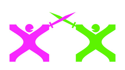 two abstract sword fighting men