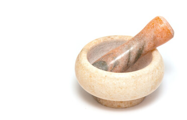 Marble mortar on white background